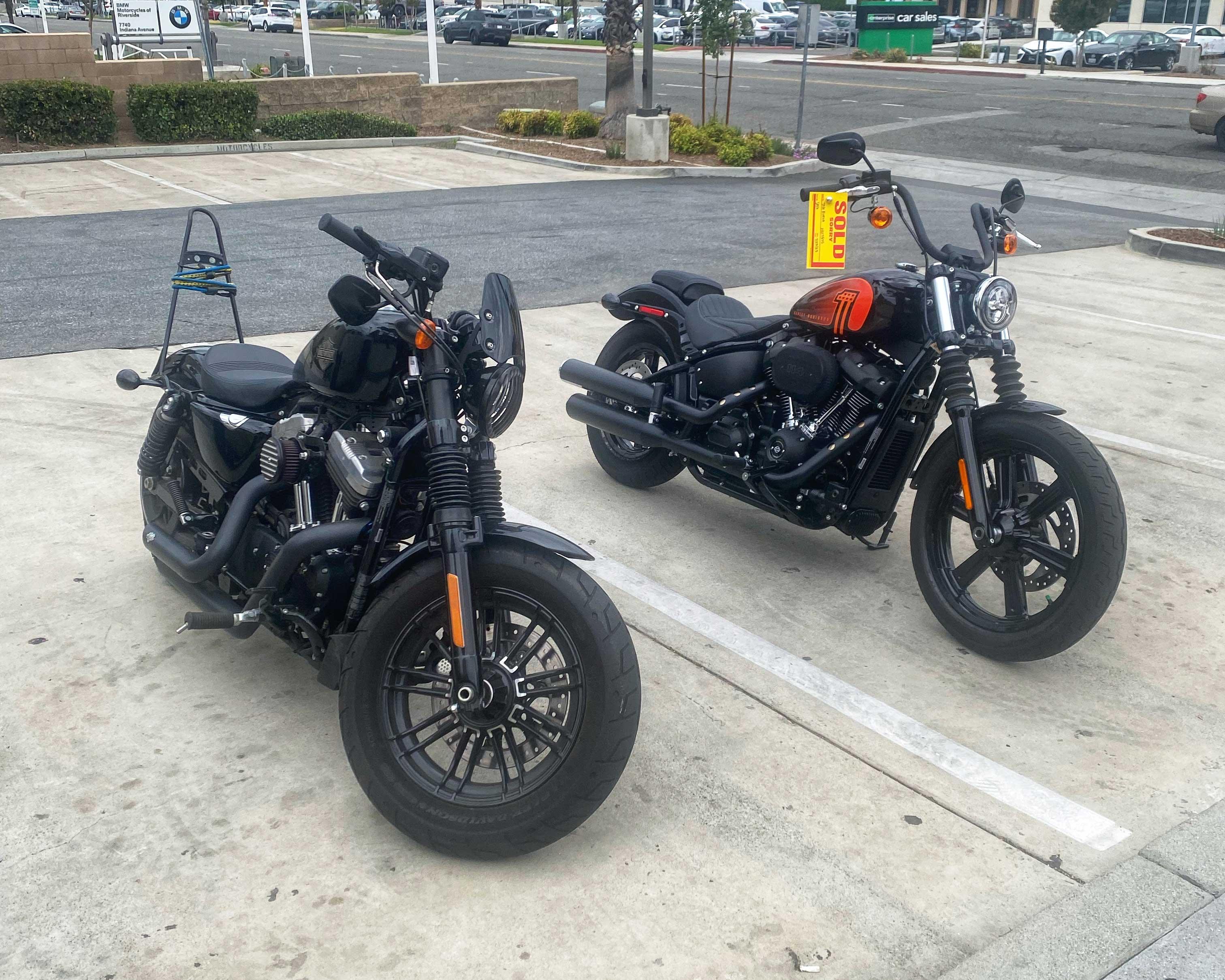 Harley Davidson Sportster 48 (left), Harley Davidson Street Bob (right)